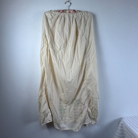 Vintage Blue Fish Women's Size 1 Cream Elastic Waist Maxi Skirt 100% Cotton - Picture 2 of 9